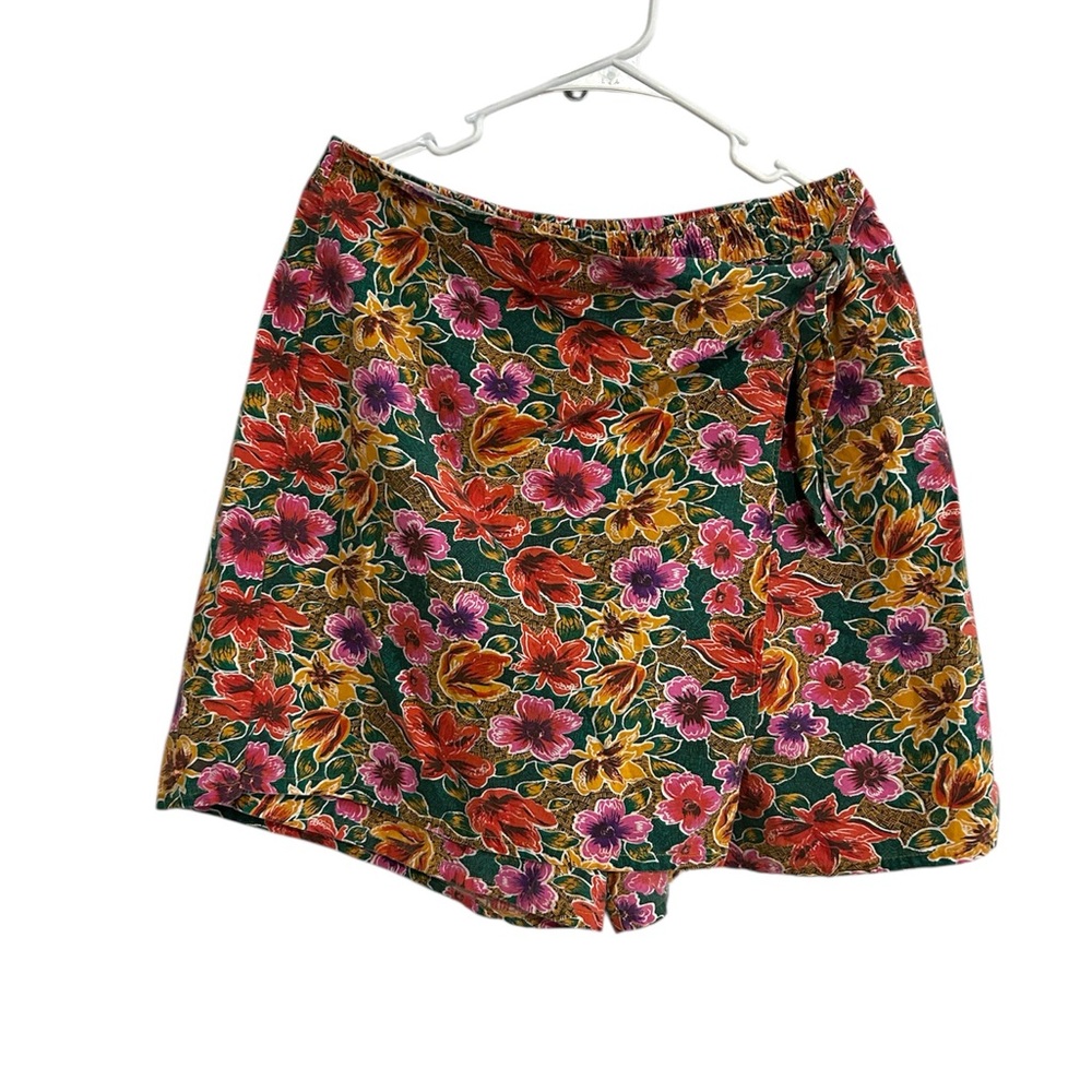 Floral Print Skirt with Elastic Waist